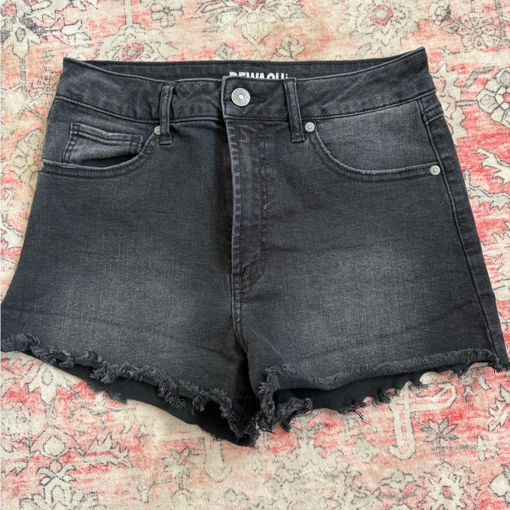 Black wash jean shorts